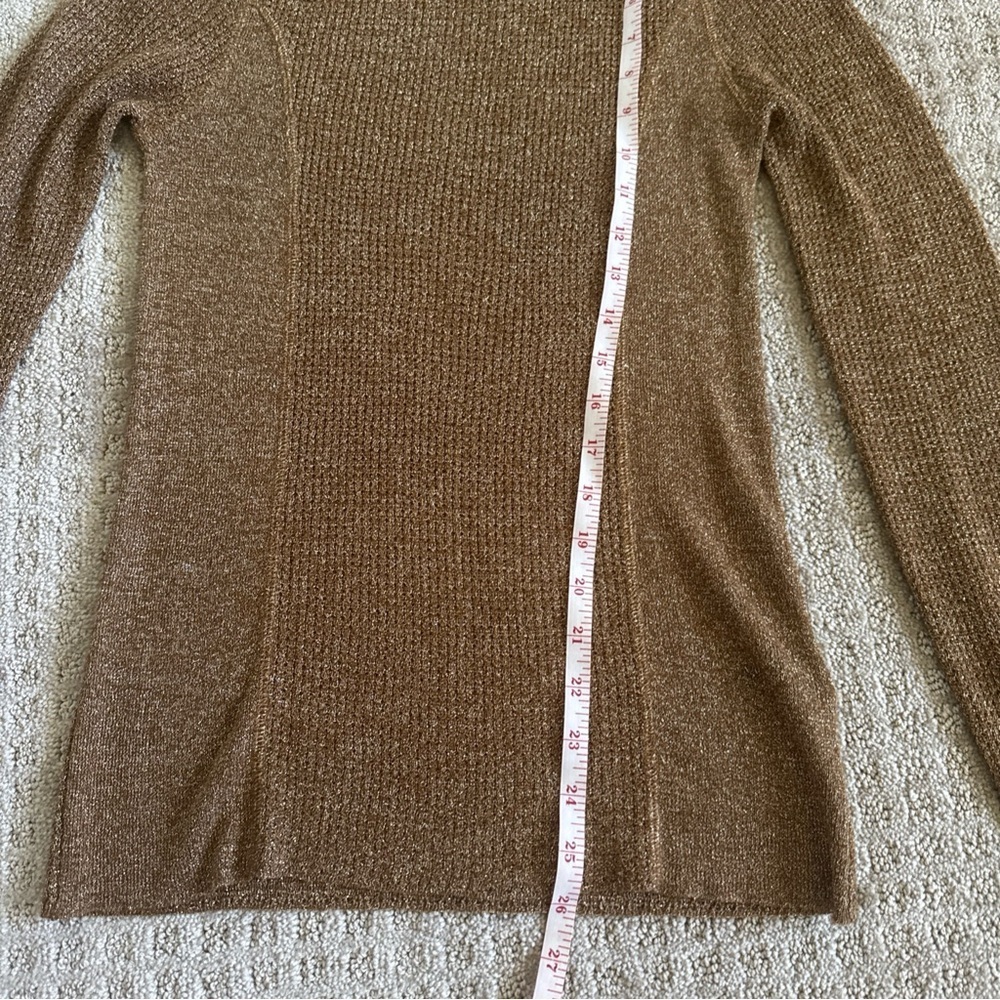 Marc by Marc Jacobs Womens Medium M Metallic Tarnished Brass Knit Sweater Crew - Picture 6 of 7